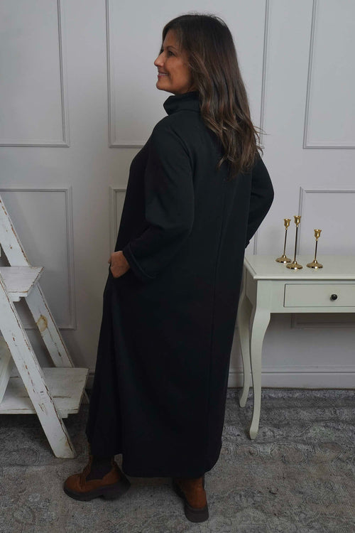 Wanda Zip Polo Cotton Dress Black - Image 4