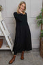 Tina Ribbed Detail Cotton Dress Black