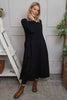 Tina Ribbed Detail Cotton Dress Black