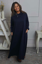 Wanda Zip Polo Cotton Dress Navy Navy - Wanda Zip Polo Cotton Dress Navy