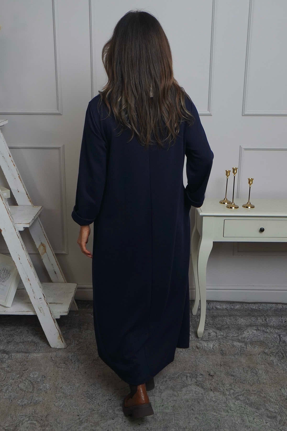 Wanda Zip Polo Cotton Dress Navy