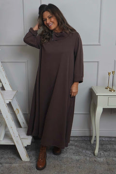 Wanda Zip Polo Cotton Dress Cocoa