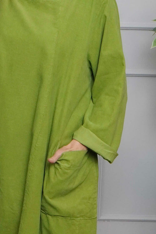 Liora Needlecord Dress Olive - Image 3