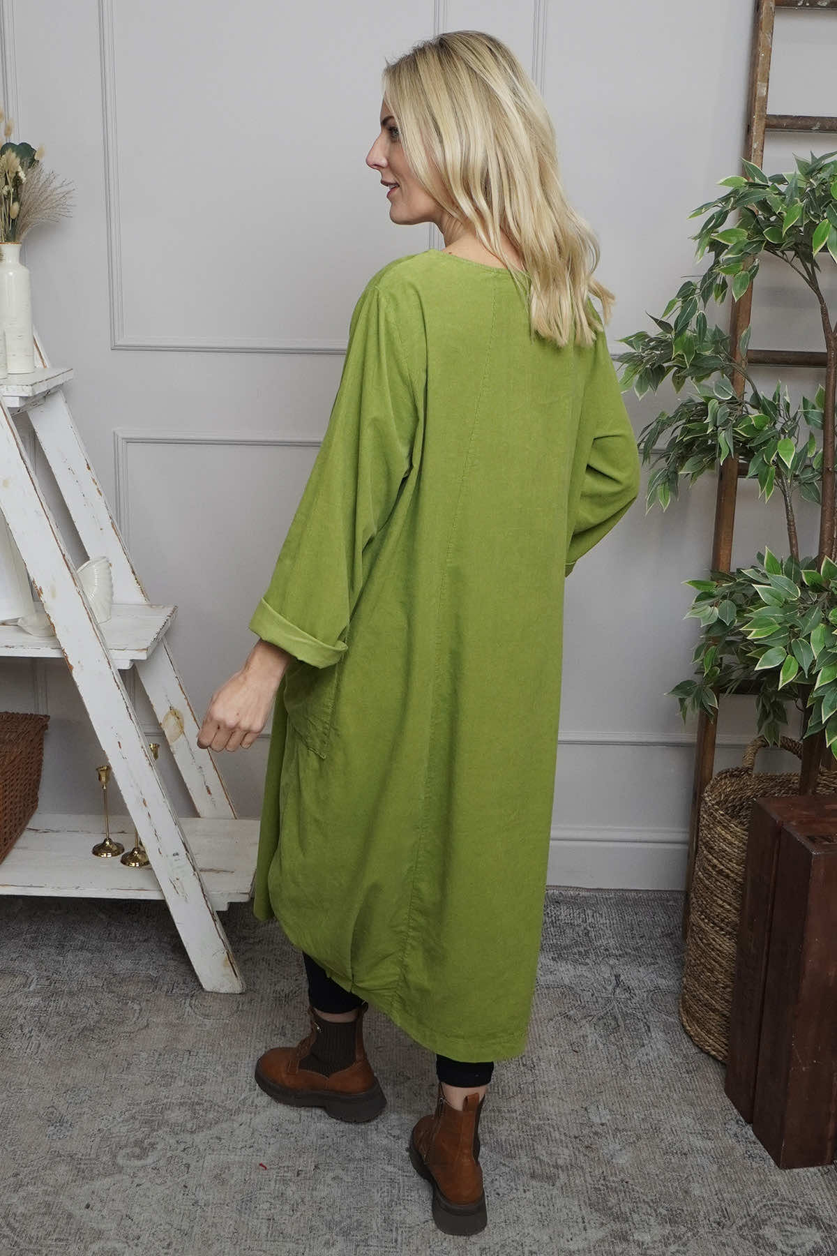 Liora Needlecord Dress Olive