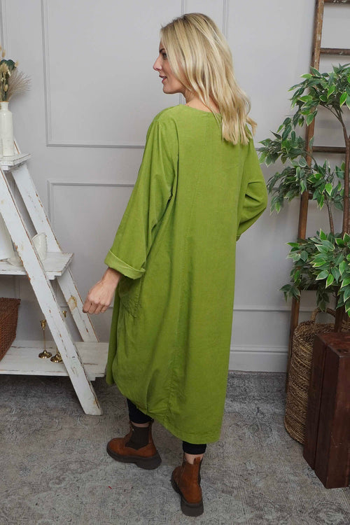 Liora Needlecord Dress Olive - Image 4