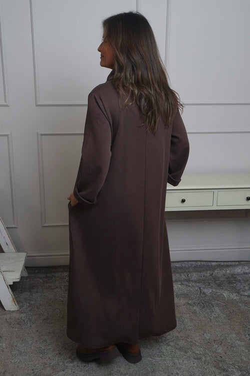 Wanda Zip Polo Cotton Dress Cocoa - Image 4