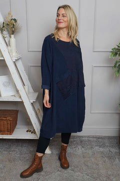Laurie Needlecord Dress Navy