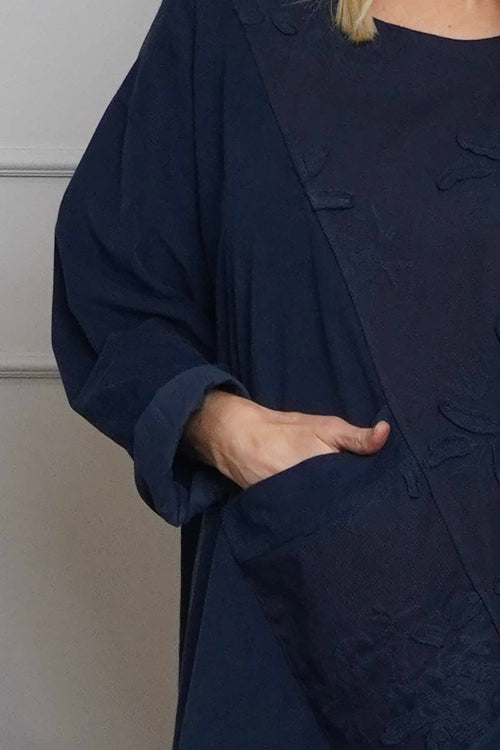 Laurie Needlecord Dress Navy - Image 3