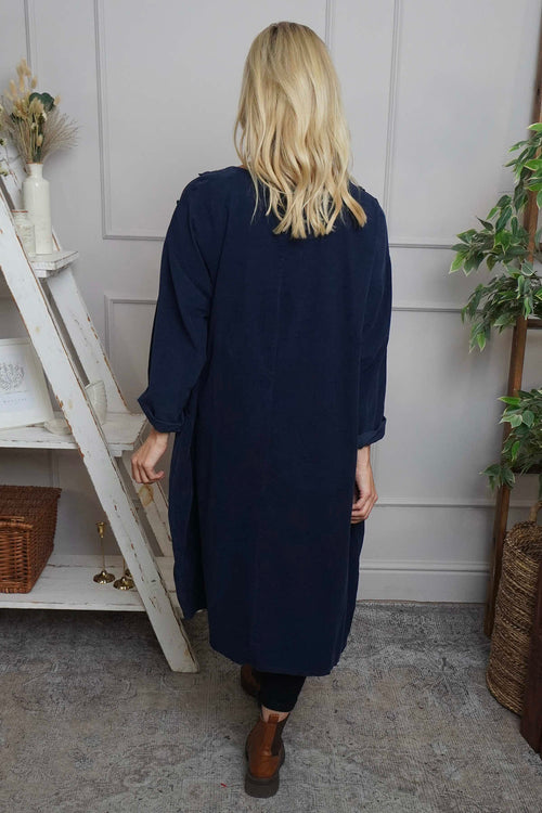 Laurie Needlecord Dress Navy - Image 4