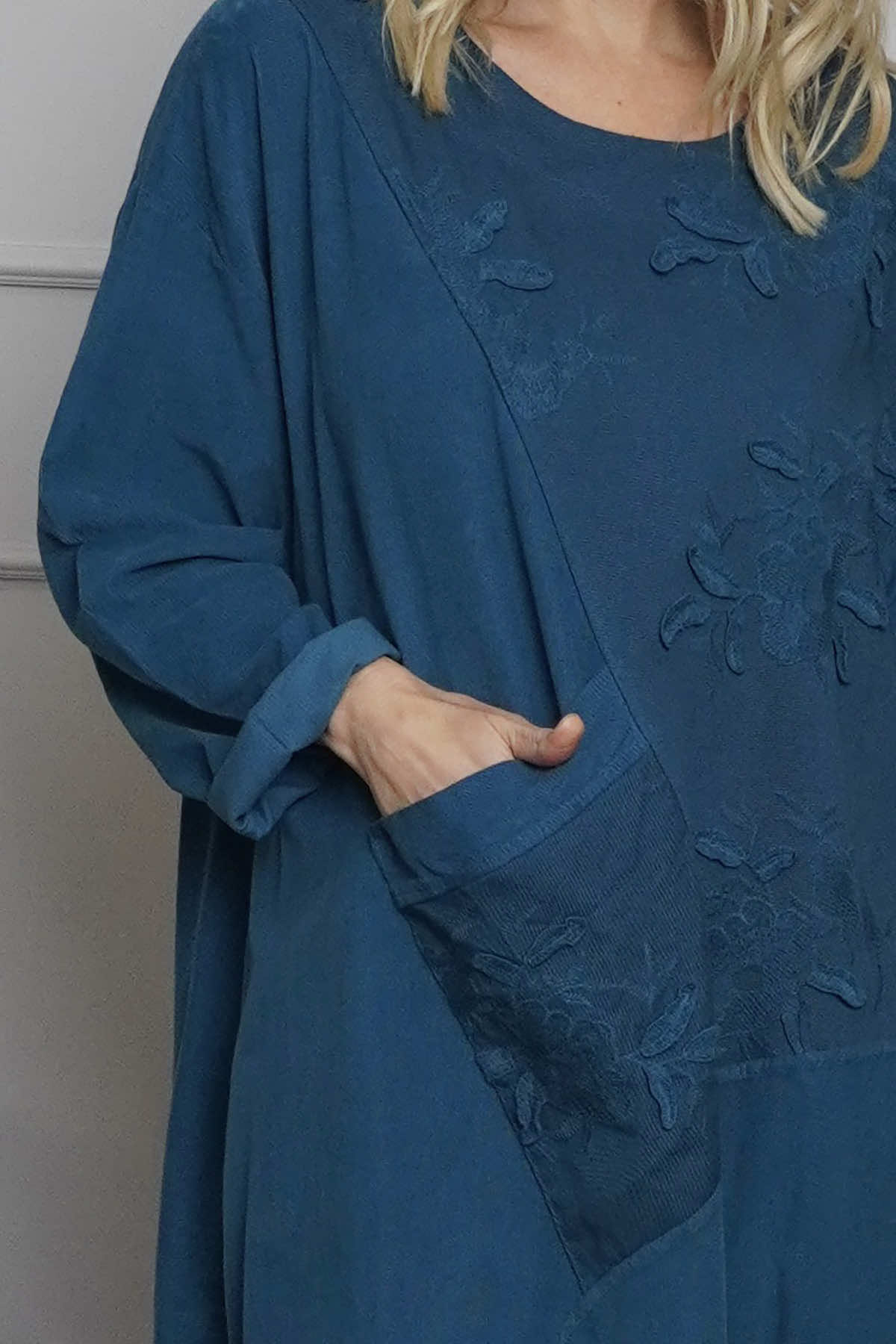 Laurie Needlecord Dress Teal