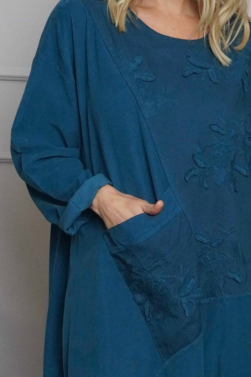 Laurie Needlecord Dress Teal - Image 3