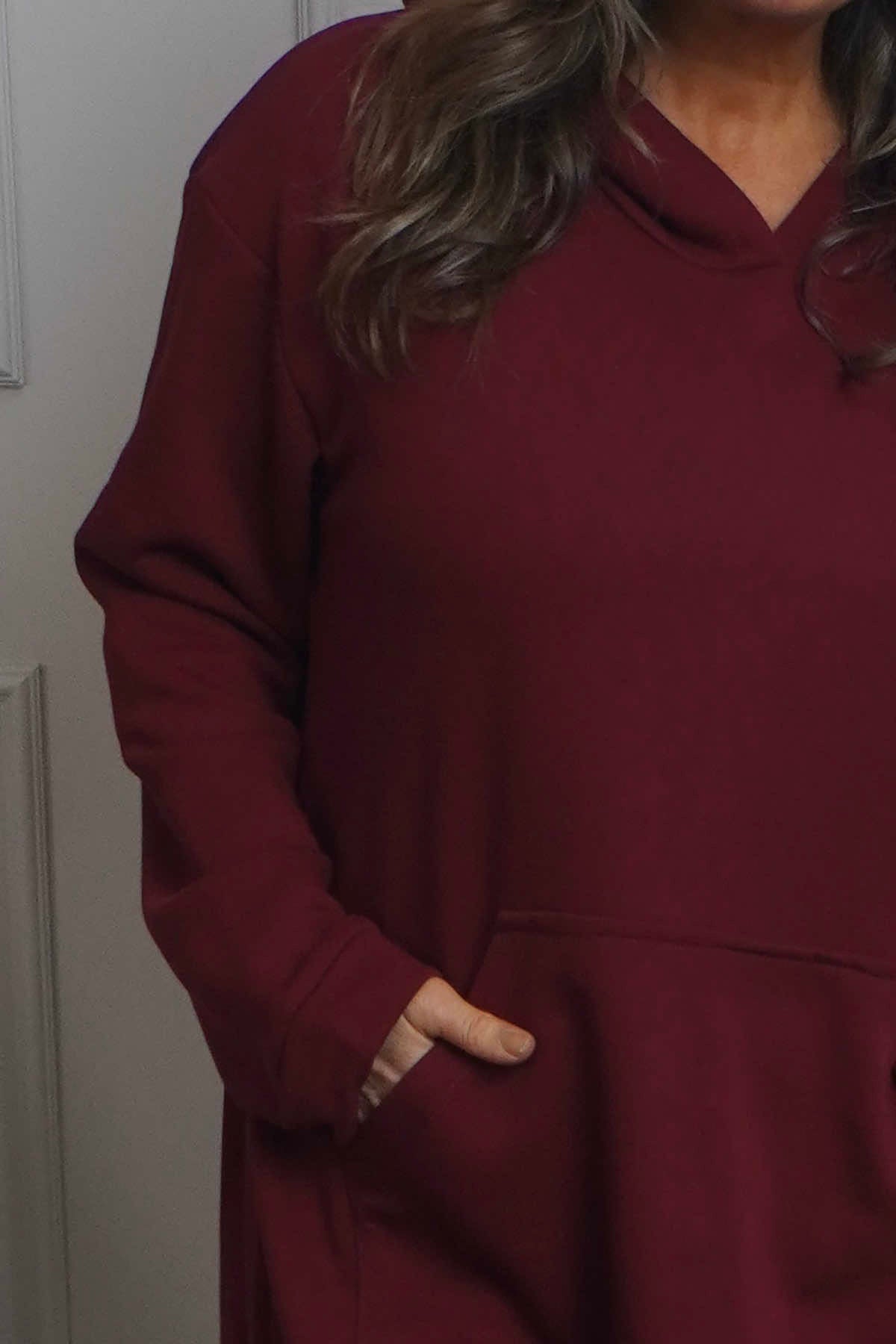 Genaya Hooded Cotton Dress Wine