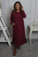 Genaya Hooded Cotton Dress Wine Wine - Genaya Hooded Cotton Dress Wine