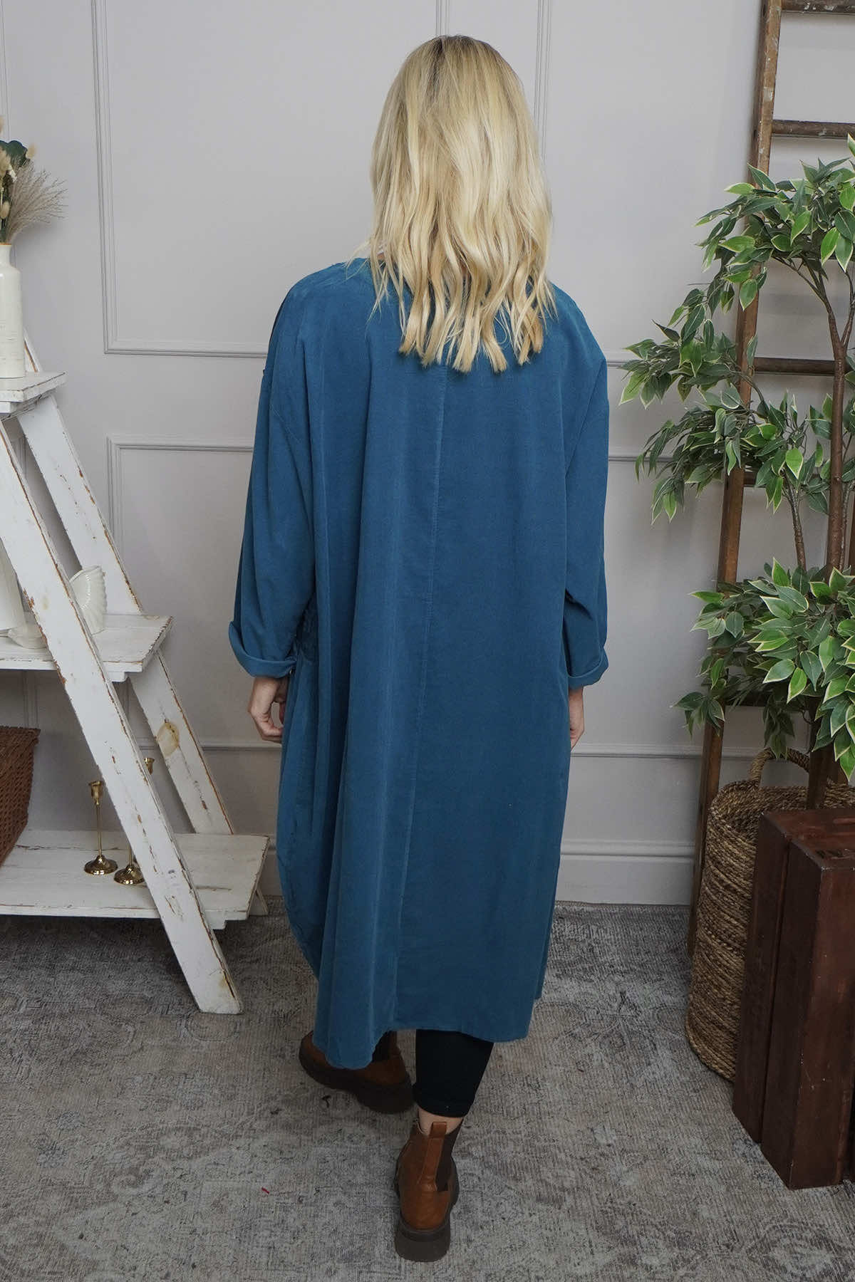 Laurie Needlecord Dress Teal