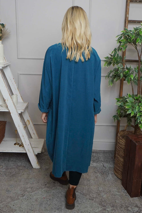 Laurie Needlecord Dress Teal - Image 4