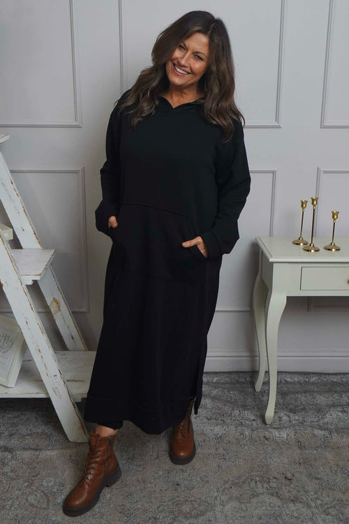 Genaya Hooded Cotton Dress Black