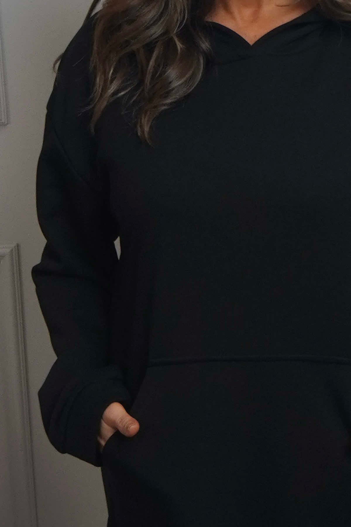 Genaya Hooded Cotton Dress Black