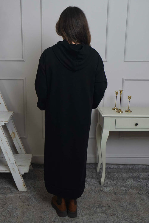 Genaya Hooded Cotton Dress Black - Image 4