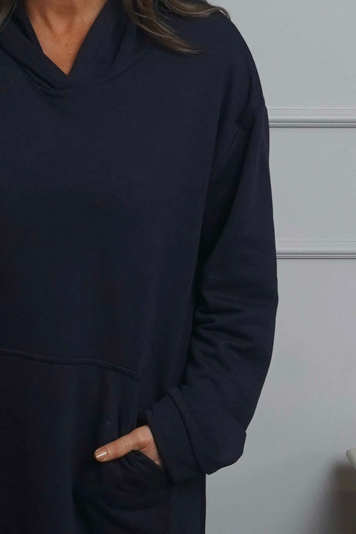 Genaya Hooded Cotton Dress Navy - Image 3