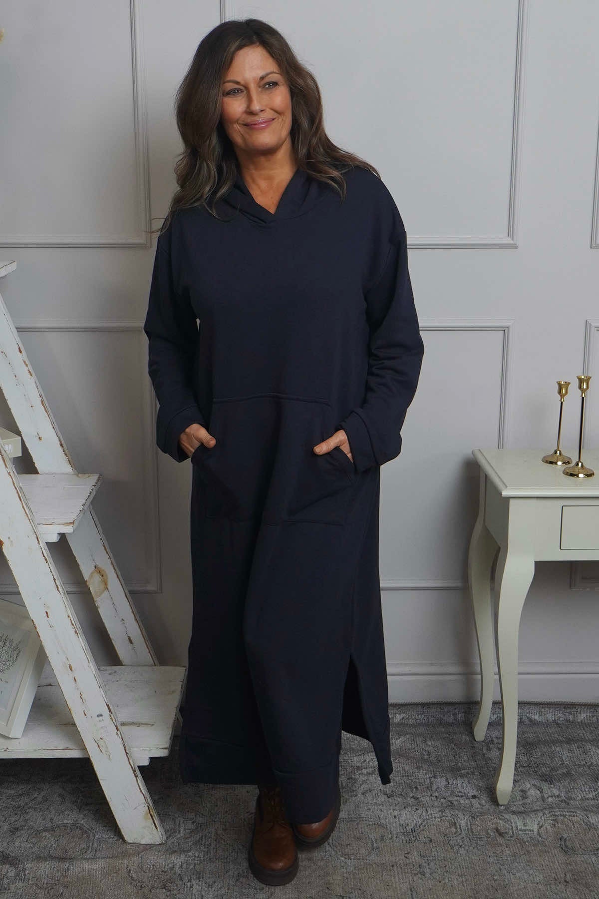 Genaya Hooded Cotton Dress Navy