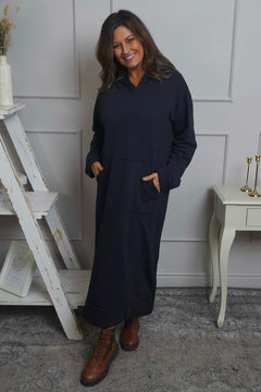 Genaya Hooded Cotton Dress Navy