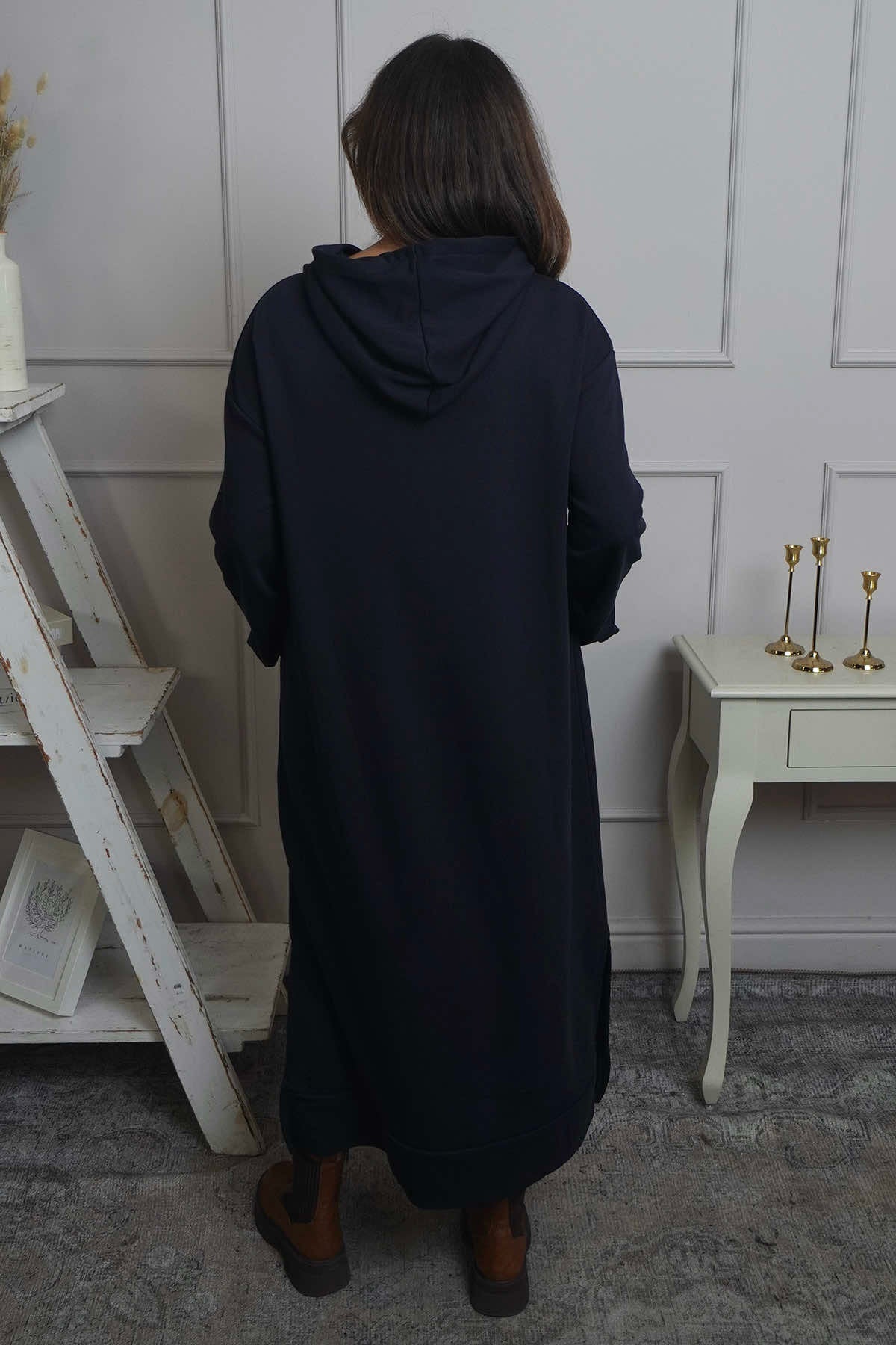 Genaya Hooded Cotton Dress Navy