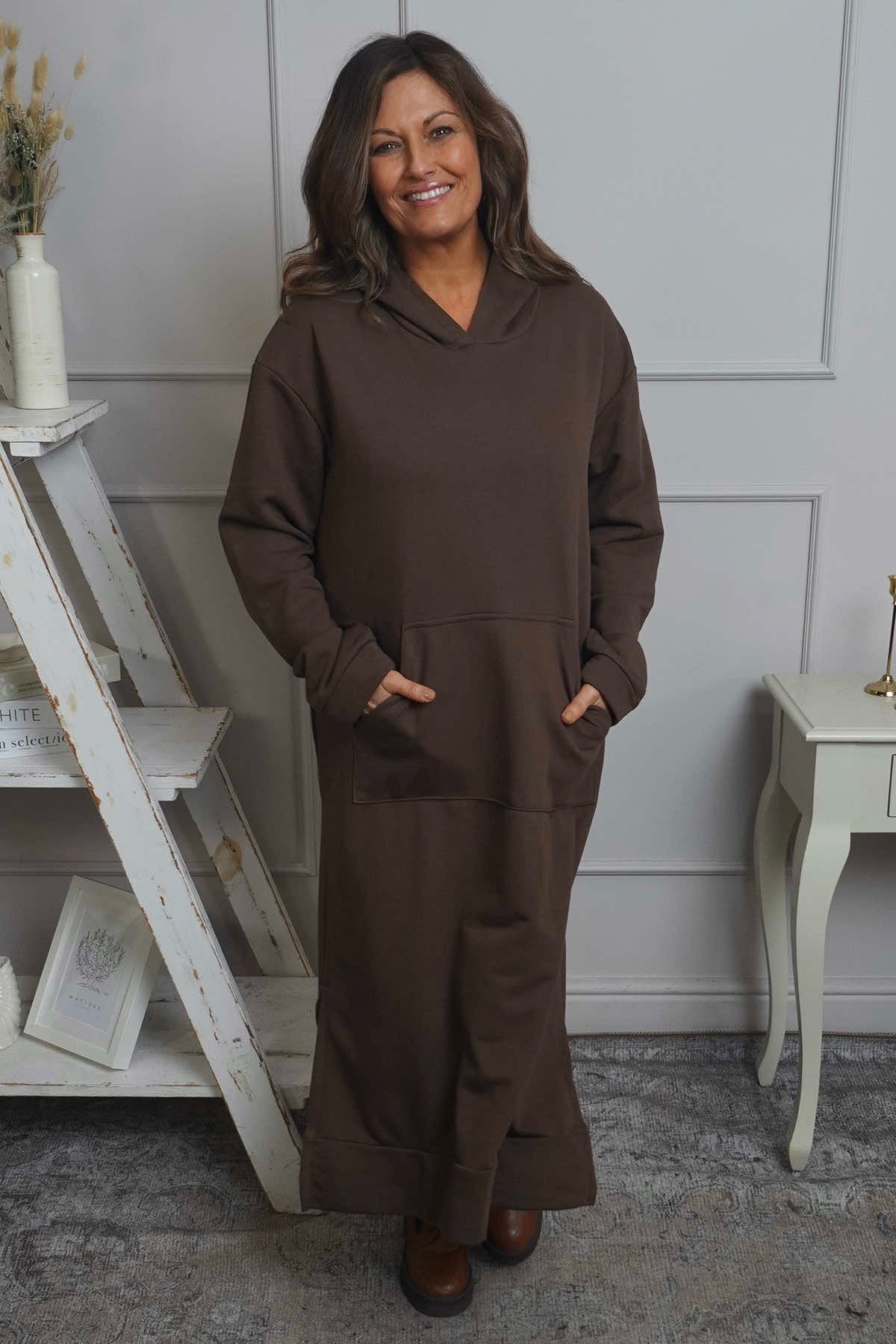 Genaya Hooded Cotton Dress Cocoa