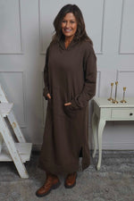Genaya Hooded Cotton Dress Cocoa Cocoa - Genaya Hooded Cotton Dress Cocoa