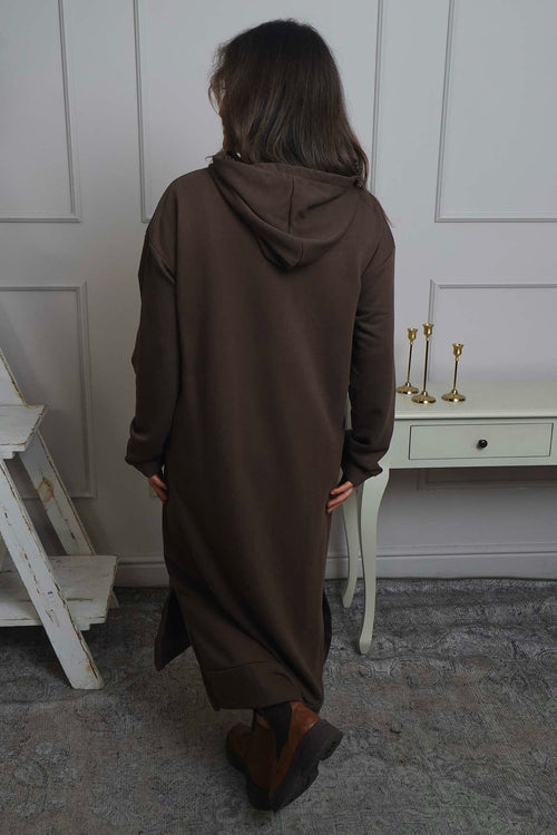 Genaya Hooded Cotton Dress Cocoa - Image 4