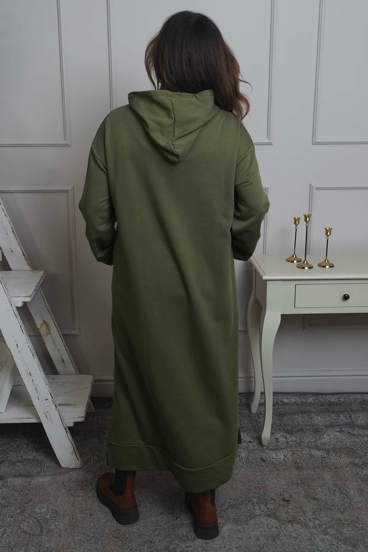 Genaya Hooded Cotton Dress Khaki