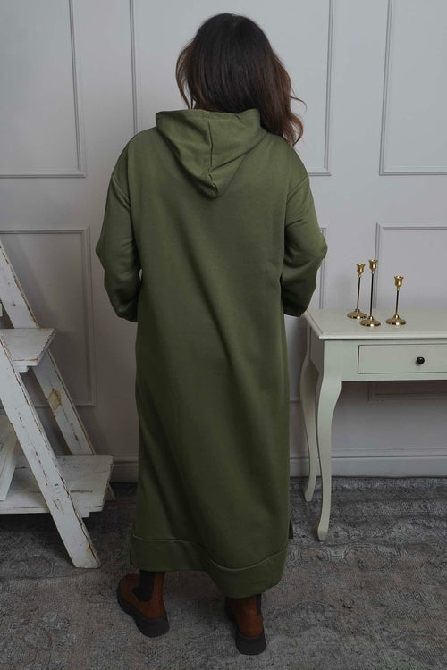 Genaya Hooded Cotton Dress Khaki - Image 4
