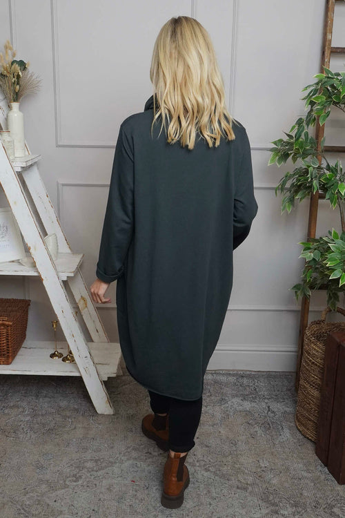 Rizo Snood Cotton Dress Charcoal - Image 4