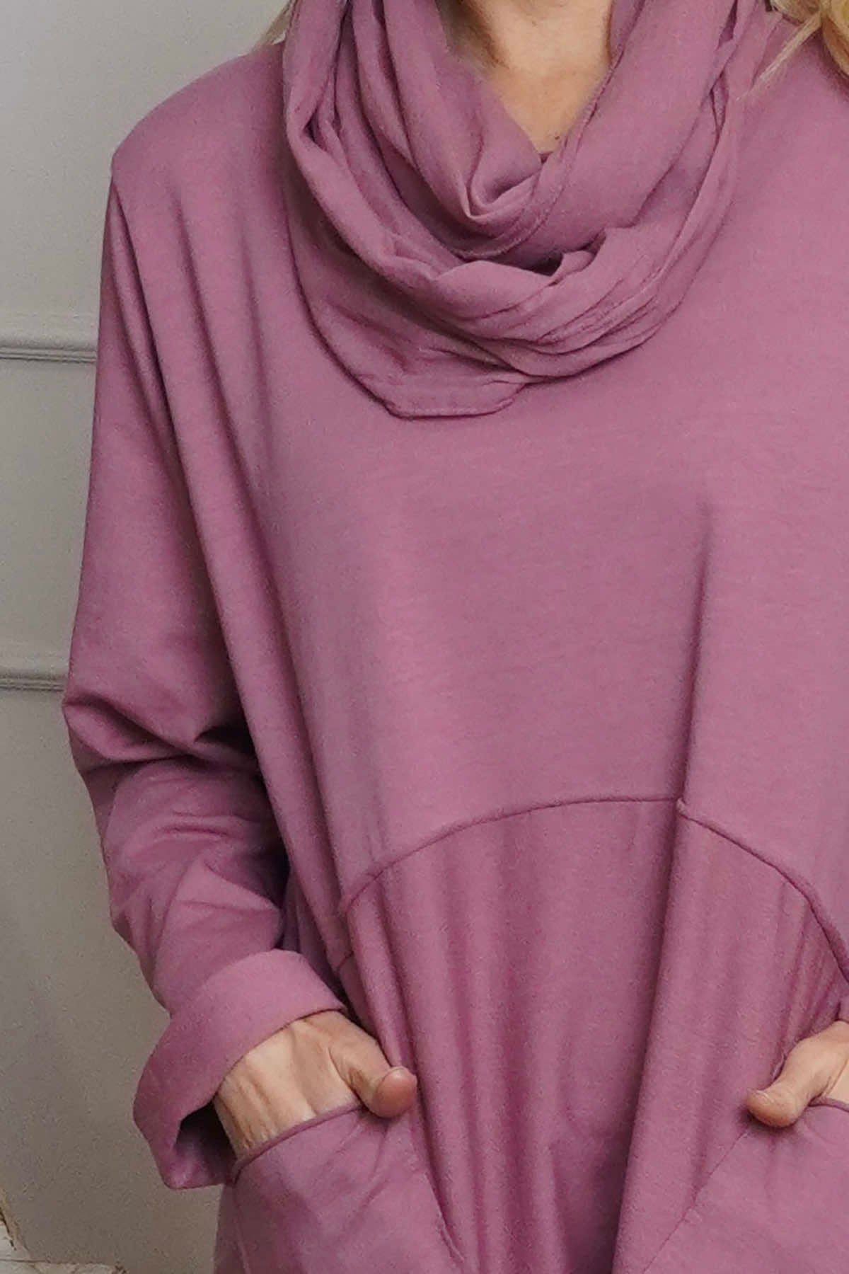 Rizo Snood Cotton Dress Pink