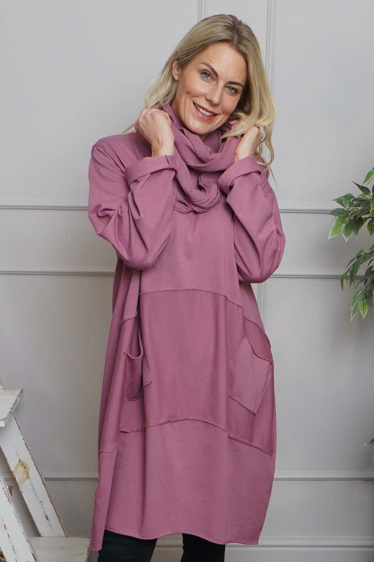 Rizo Snood Cotton Dress Pink