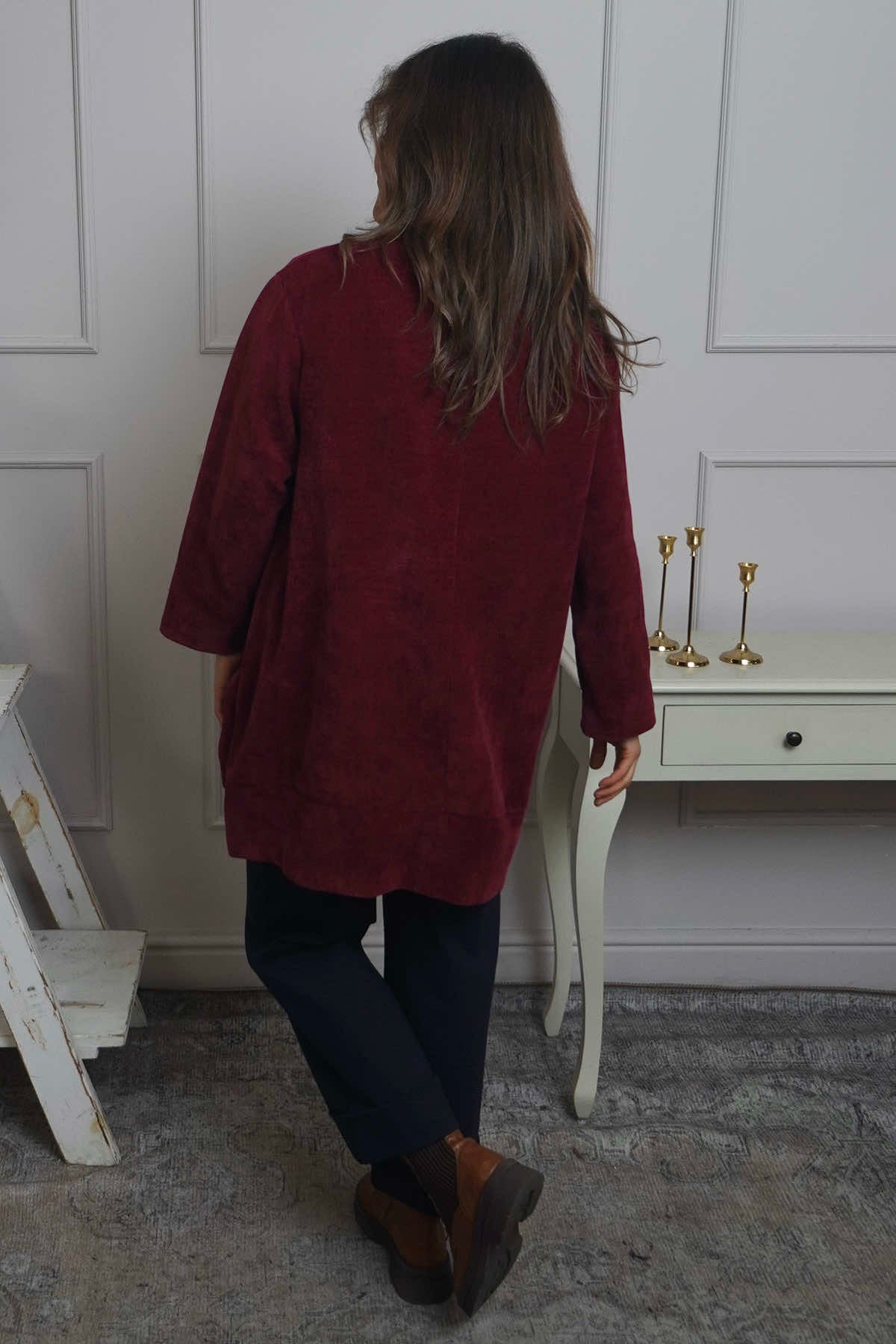 Evangeline Cord Button Top Burgundy