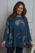 Rachel Print Needlecord Top Teal Teal - Rachel Print Needlecord Top Teal