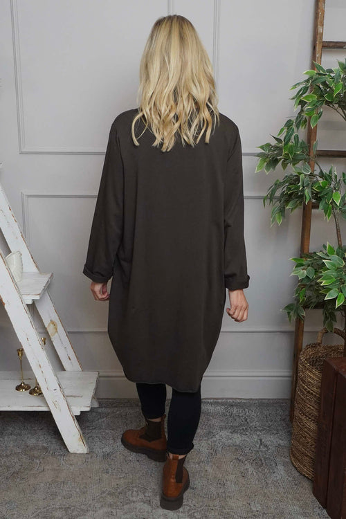 Rizo Snood Cotton Dress Cocoa - Image 4