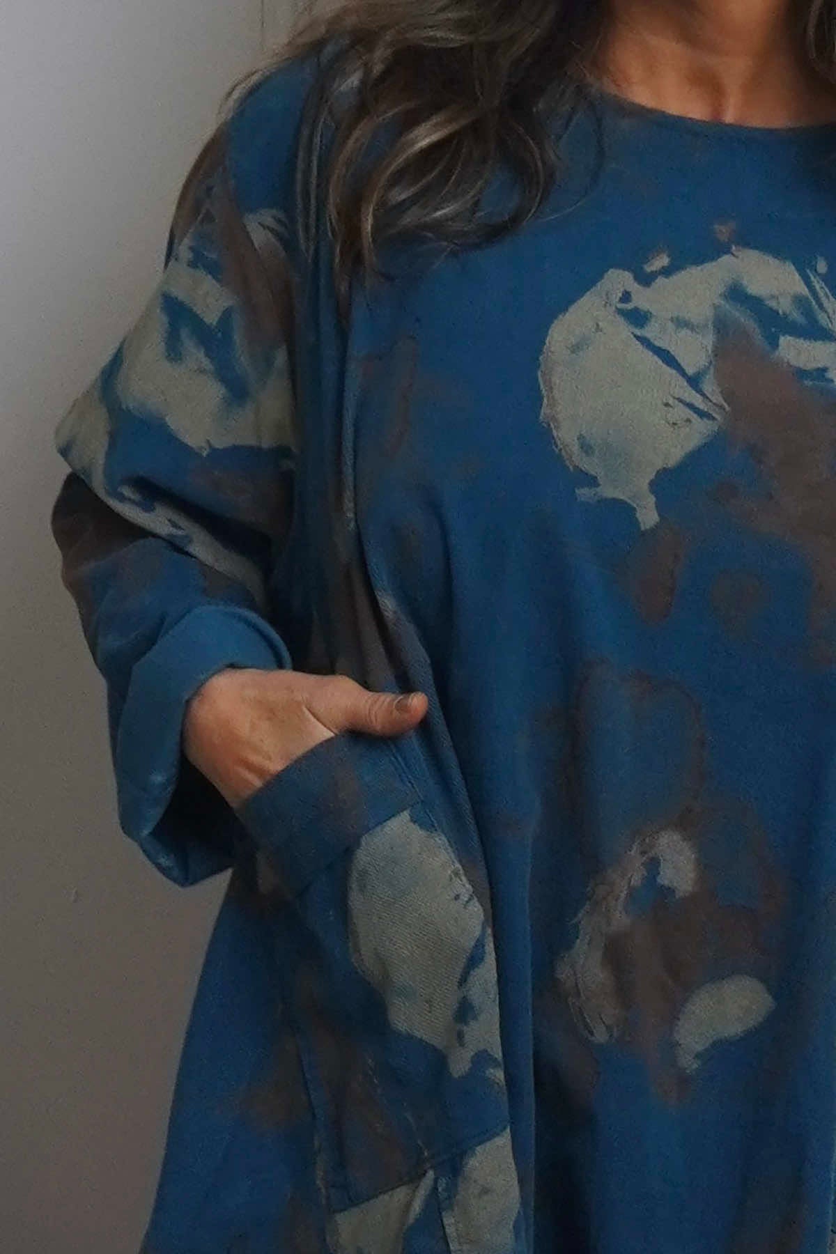 Rachel Print Needlecord Top Teal