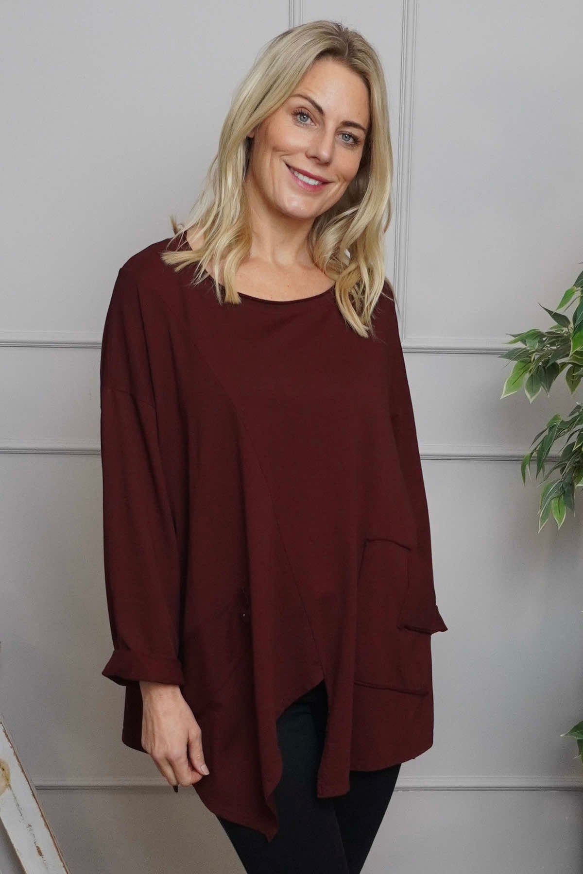 Kelilah Pocket Cotton Top Wine