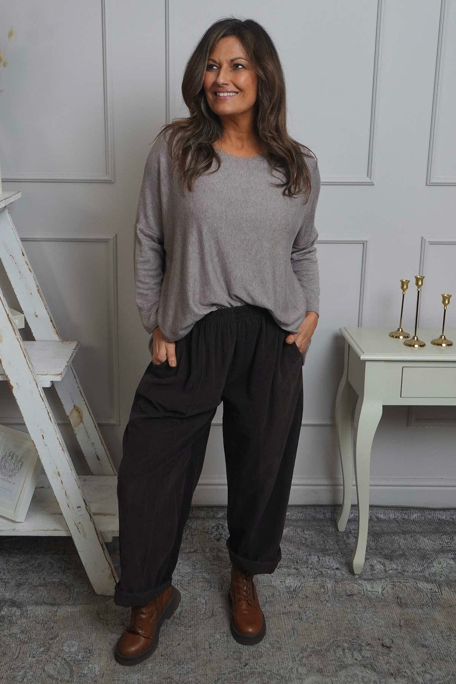 Poppy Needlecord Trousers Cocoa