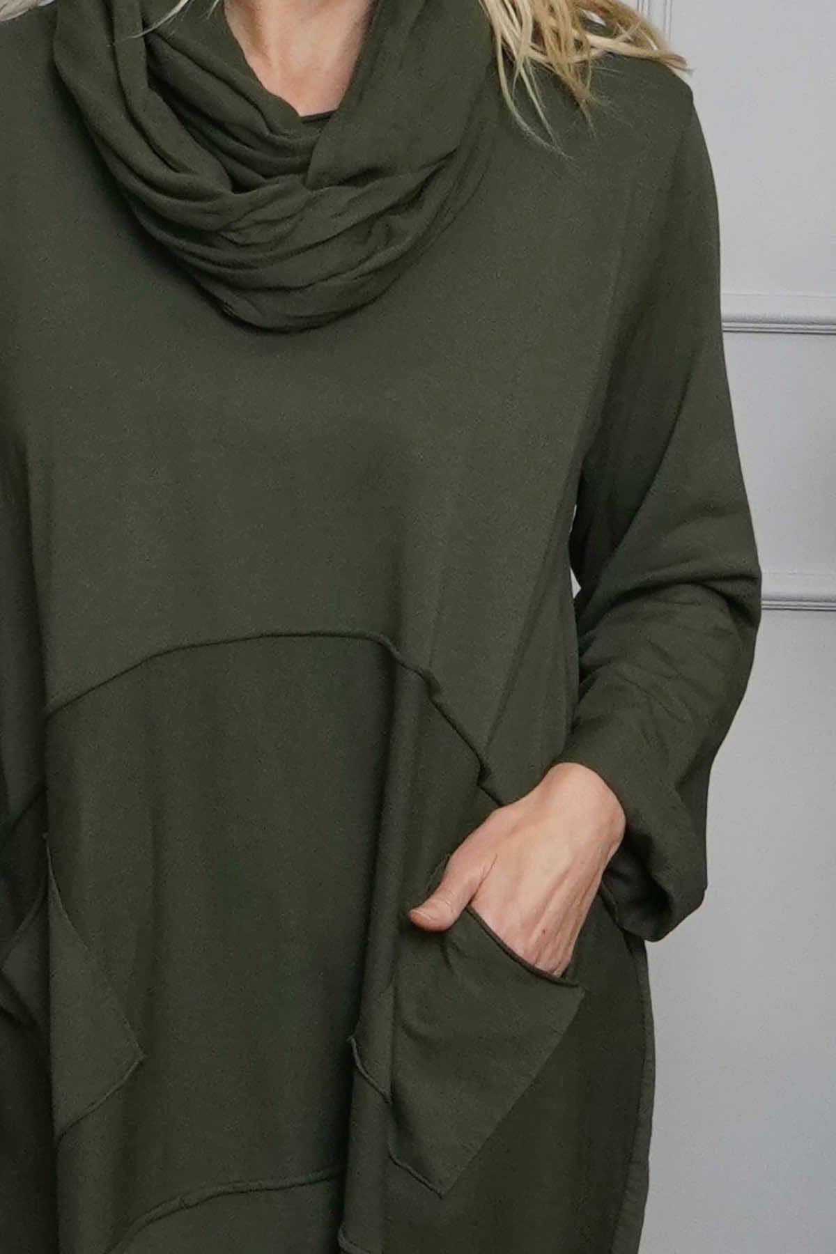 Rizo Snood Cotton Dress Khaki