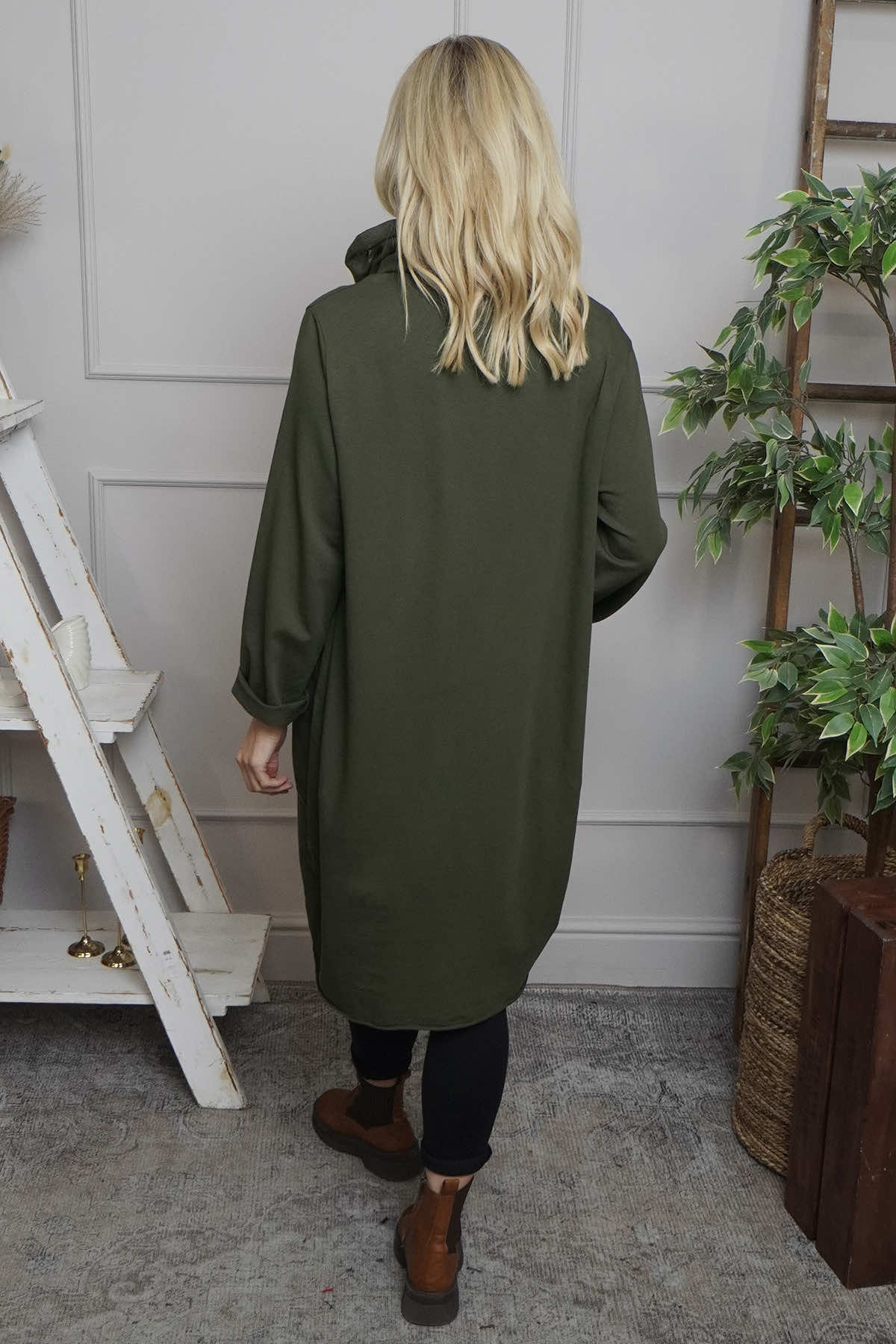 Rizo Snood Cotton Dress Khaki