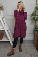 Rizo Snood Cotton Dress Burgundy Burgundy - Rizo Snood Cotton Dress Burgundy