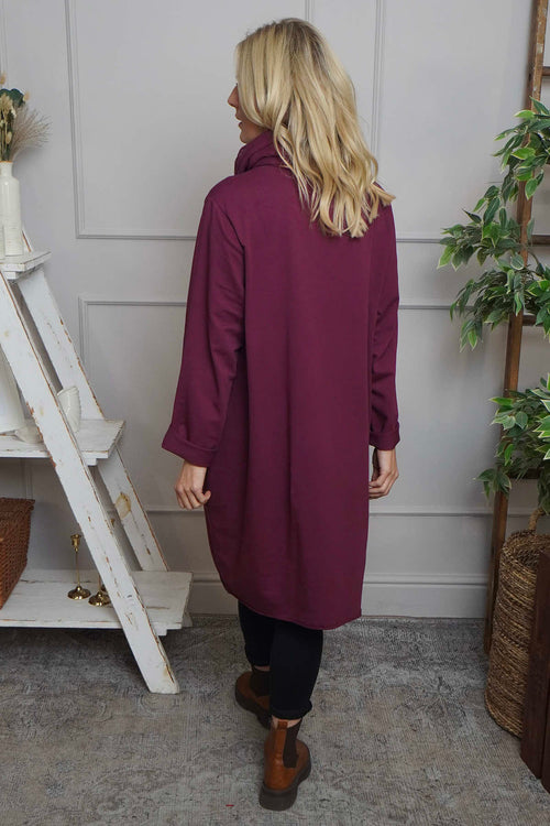 Rizo Snood Cotton Dress Burgundy - Image 4