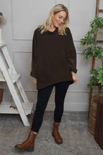 Rhianna Cowl Needlecord Top Cocoa Cocoa - Rhianna Cowl Needlecord Top Cocoa