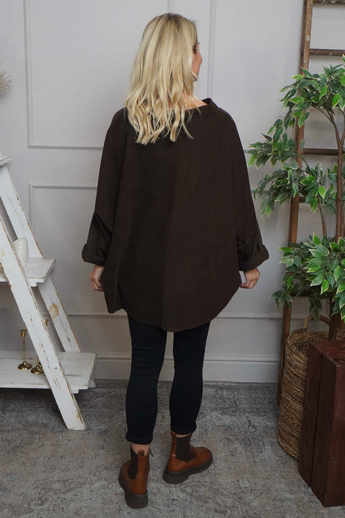 Rhianna Cowl Needlecord Top Cocoa - Image 4