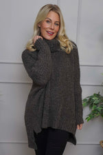 Shani Boucle Polo Knitted Jumper Dark Mocha Dark Mocha - Shani Boucle Polo Knitted Jumper Dark Mocha