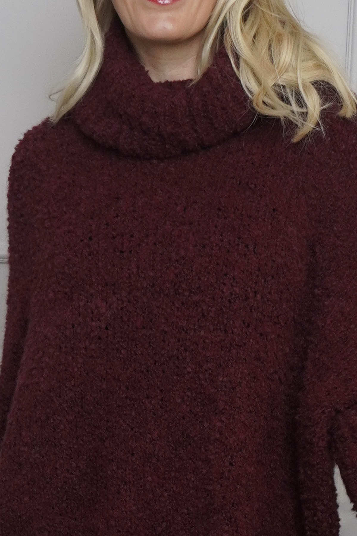 Shani Boucle Polo Knitted Jumper Wine