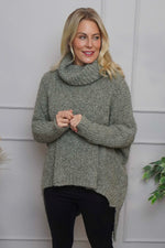 Shani Boucle Polo Knitted Jumper Light Khaki Light Khaki - Shani Boucle Polo Knitted Jumper Light Khaki