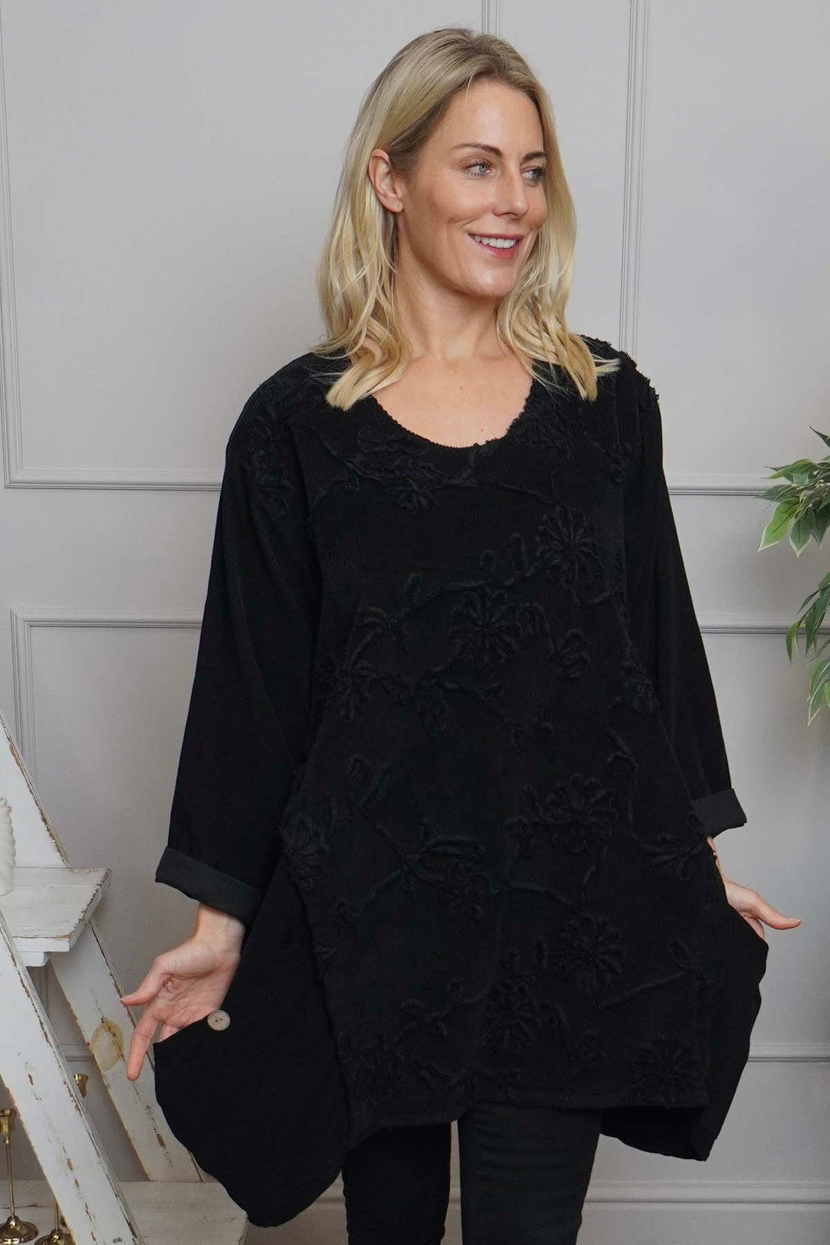 Rita Cord Detail Tunic Black